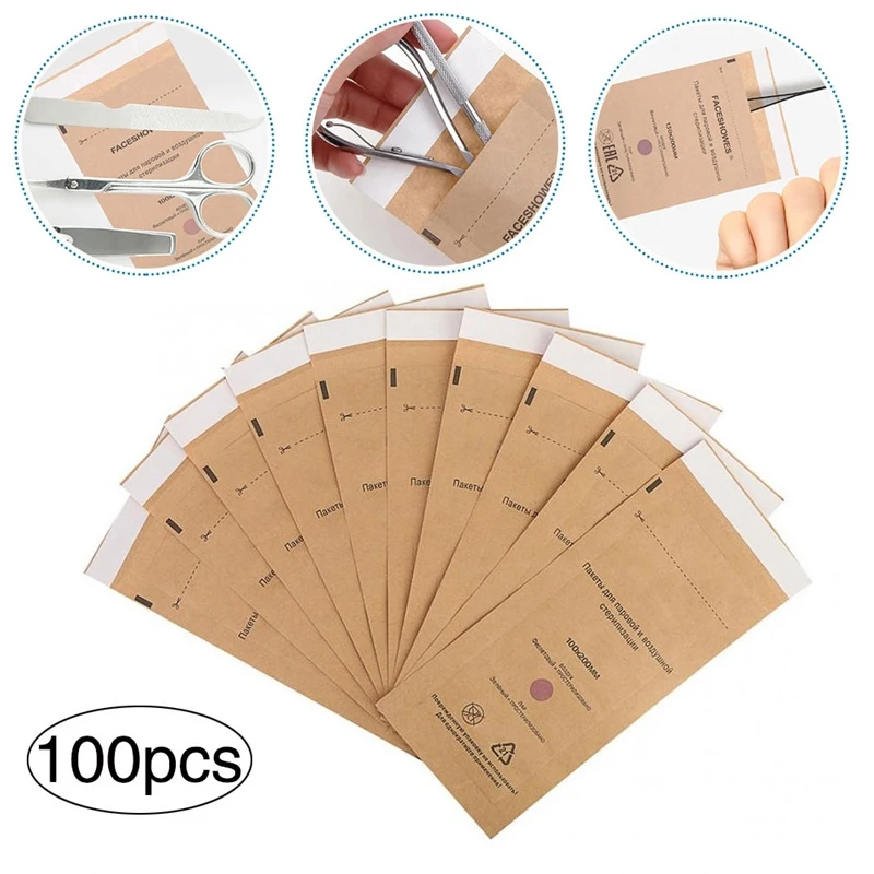 100Pcs Disposable Tool Sterilization Disinfection Bag Nail Art Tools