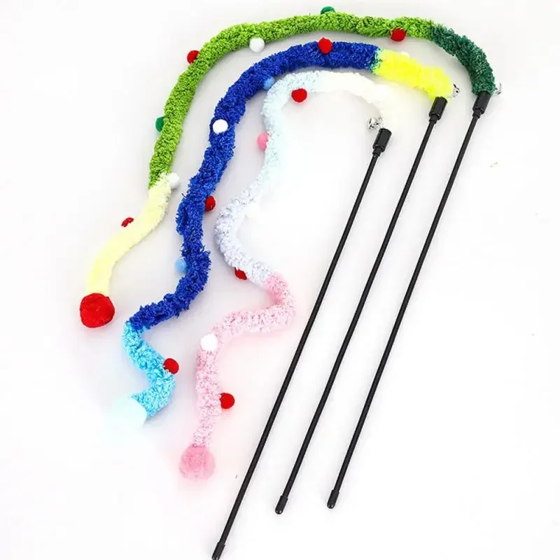 Cat Interactive Toy Coarse Wool Cat Teaser Cat Teaser Funny Caterpillar Colorful Rod Christmas Hairball Teaser Wand Pet Supplies cat toys funny cat teaser rainbow ribbon cats stick toy colorful rod teaser wand plastic interactive stick cats supplies