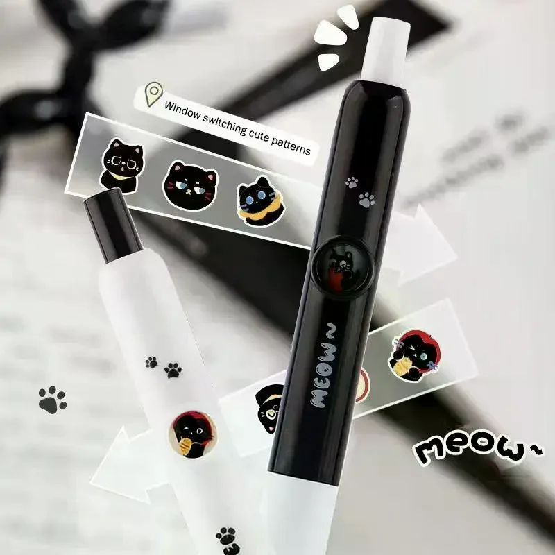 4/12/20Pcs 0.5mm 빠른 건조 검정 잉크-부드러운 필기 수납식 펜 카와이 고양이 발 펜 학교 저널링 생일 선물