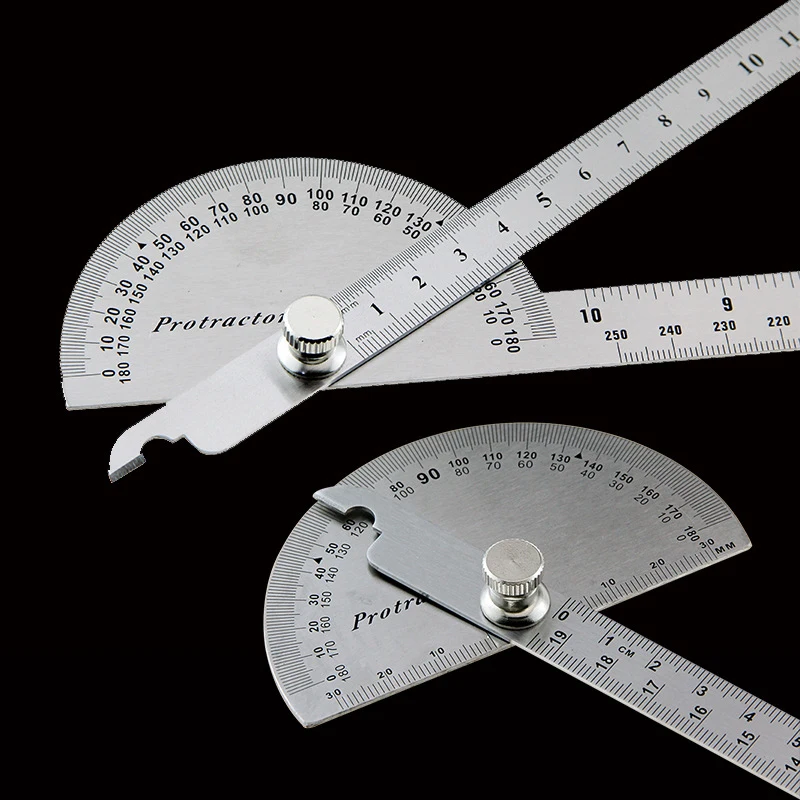 180 Degree Adjustable Protractor Stainless Steel Angle Gauge Round Head Caliper 