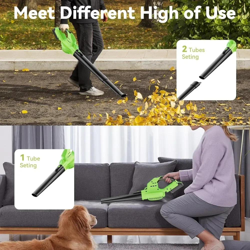 20V Leaf Blower Cordless with 5.0Ah Battery and Charger,135MPH 170CFM with 2 Tube for Car Garden House Depot Green 4