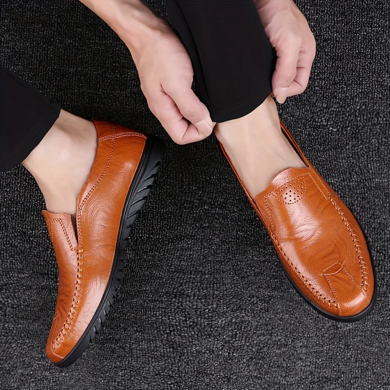 

Men's Round Toe Casual Loafers Lightweight Comfortable Slip On Dress Shoes Flat Shoes Solid Color Sneakers Zapatos Para Hombres