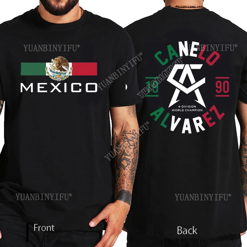 새로운 스타일 클래식 레저 Canelo Alvarez Boxinge 멕시코 국기 티셔츠 캐주얼 반소매 o 넥 유니섹스 셔츠 루즈