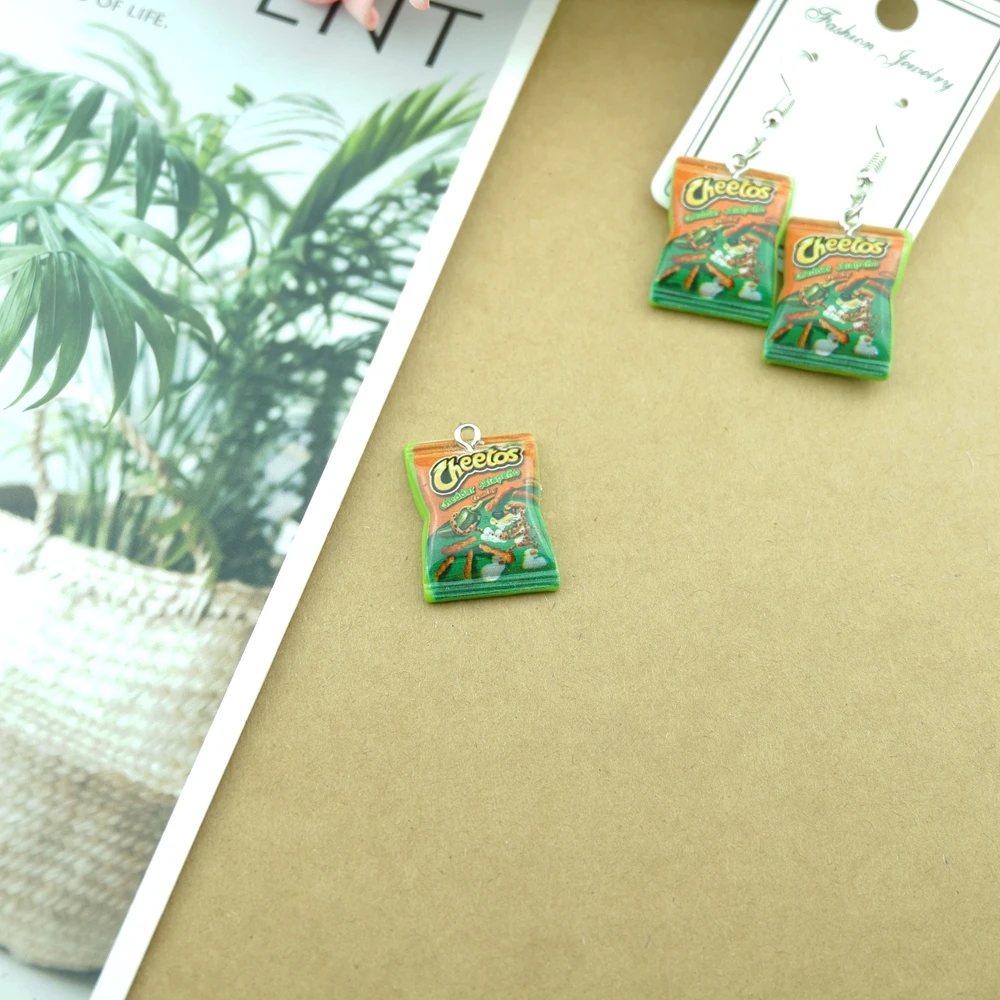 Charming Cute Snacks Potato Chip Pendants for Jewelry Making Wholesale