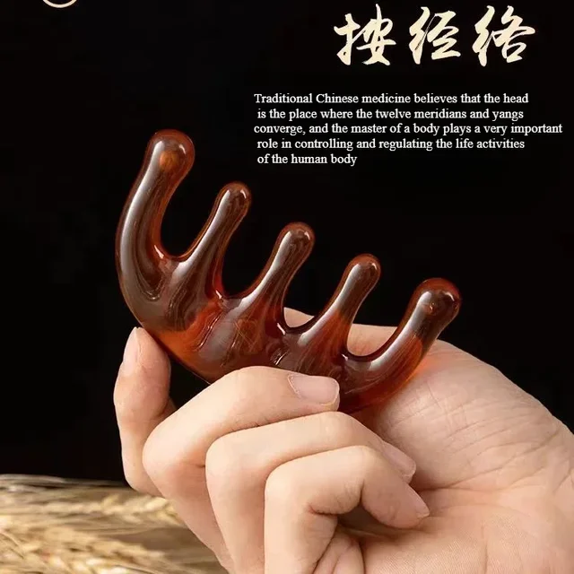 2pcs Natural Buffalo Horn Comb Fine Teeth Anti Static Massage Hair Comb with Thickening Round Handle for Head Health Barber Comb