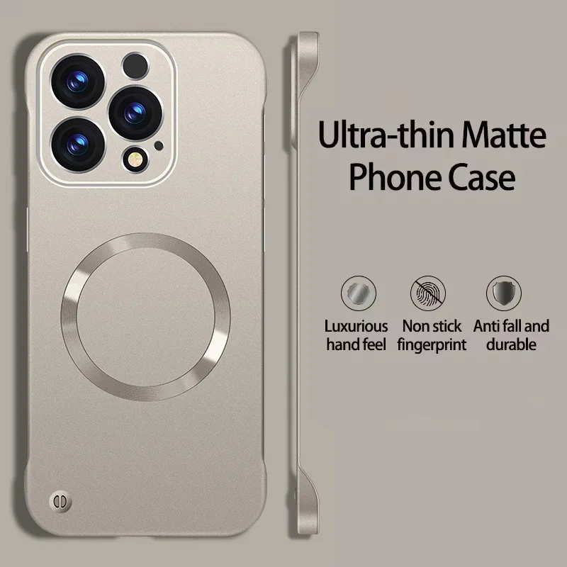 Ultra Slim Metallic Paint Frameless Magnetic Case with Wireless Charging Compatibility