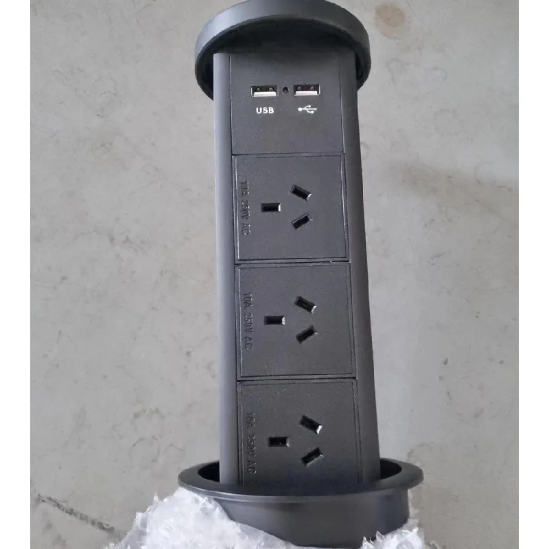 타워 소켓 히든 주방 카운터 수동 풀업 브라질 전원 콘센트 타워 USB 소켓 테이블탑 무선 충전 소켓