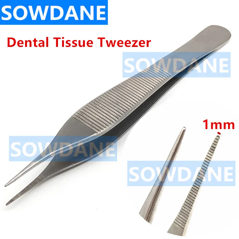 

1pc Dental Surgical Instrument Tweezer Dental Forcep Serrated Straight Tip Dental Durable Tweezers Slim Tip 1mm Width