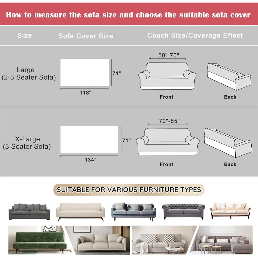 Plush Sofa Cover Thick Faux Fur Shaggy Fuzzy Sectional Couch Cover Universal Gray Furniture Cover Fluffy Sofa Slipcover for Cou