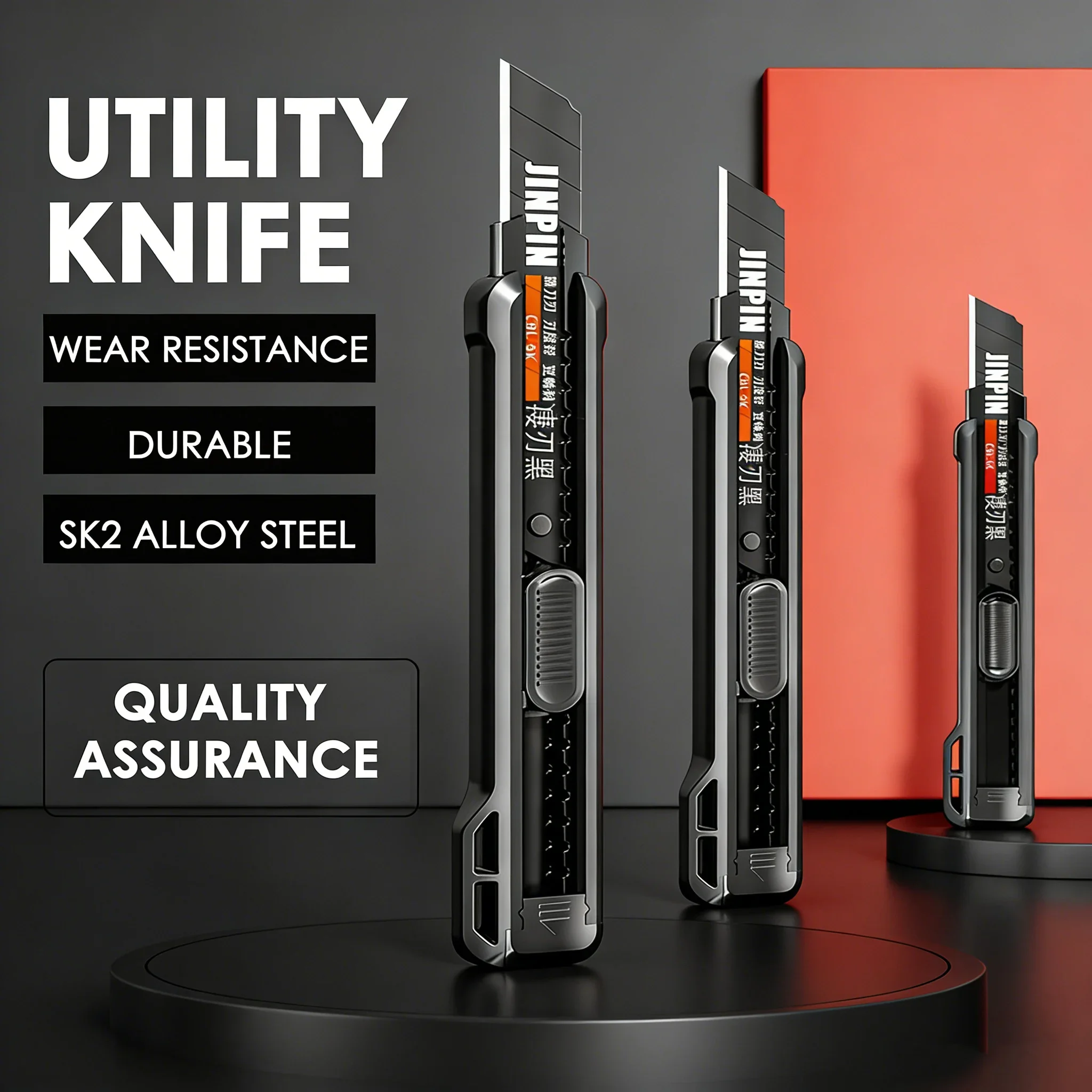 고품질 다용도 칼 검정날 회전잠금식 종이칼 18mm 사무용 학습용 산업용 특수 벽지칼