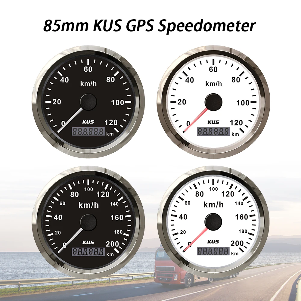 

KUS Waterproof 85mm GPS Speedometer 0-120km/h 0-200km/h with Red Yellow Backlight for Car Motorcycle ATV UTV 12V 24V