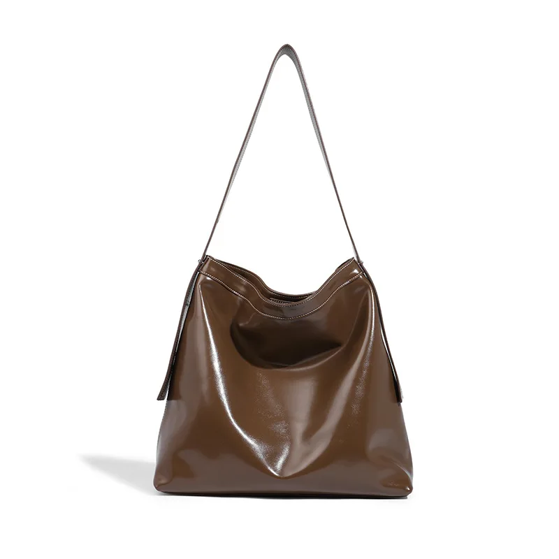 

2022 New Soft Leather Large Capacity Schoolbag Women's Versatile Retro Commuters One Shoulder Underarm Bag Tote Bags