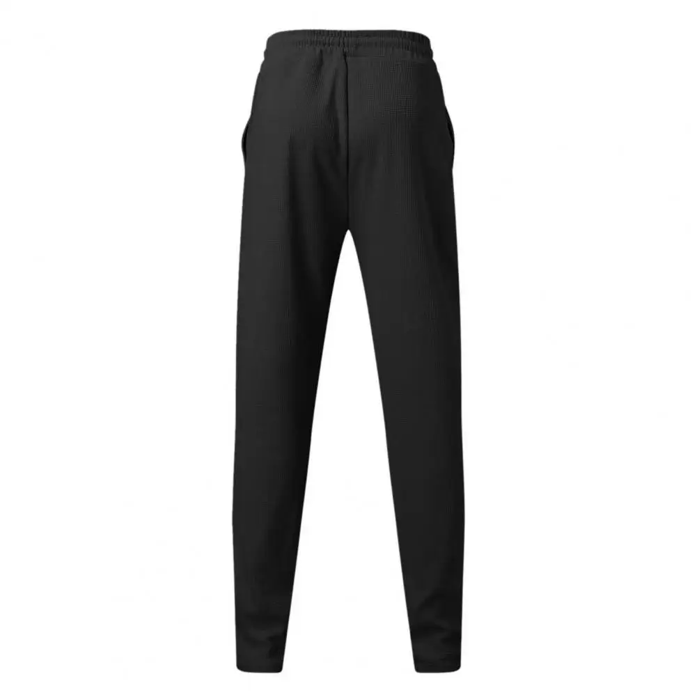 Men Sports Suit Men's Waffle Texture Sportswear Set Casual Tops with Zipper Placket Elastic Waist Drawstring Pants Zipper Half