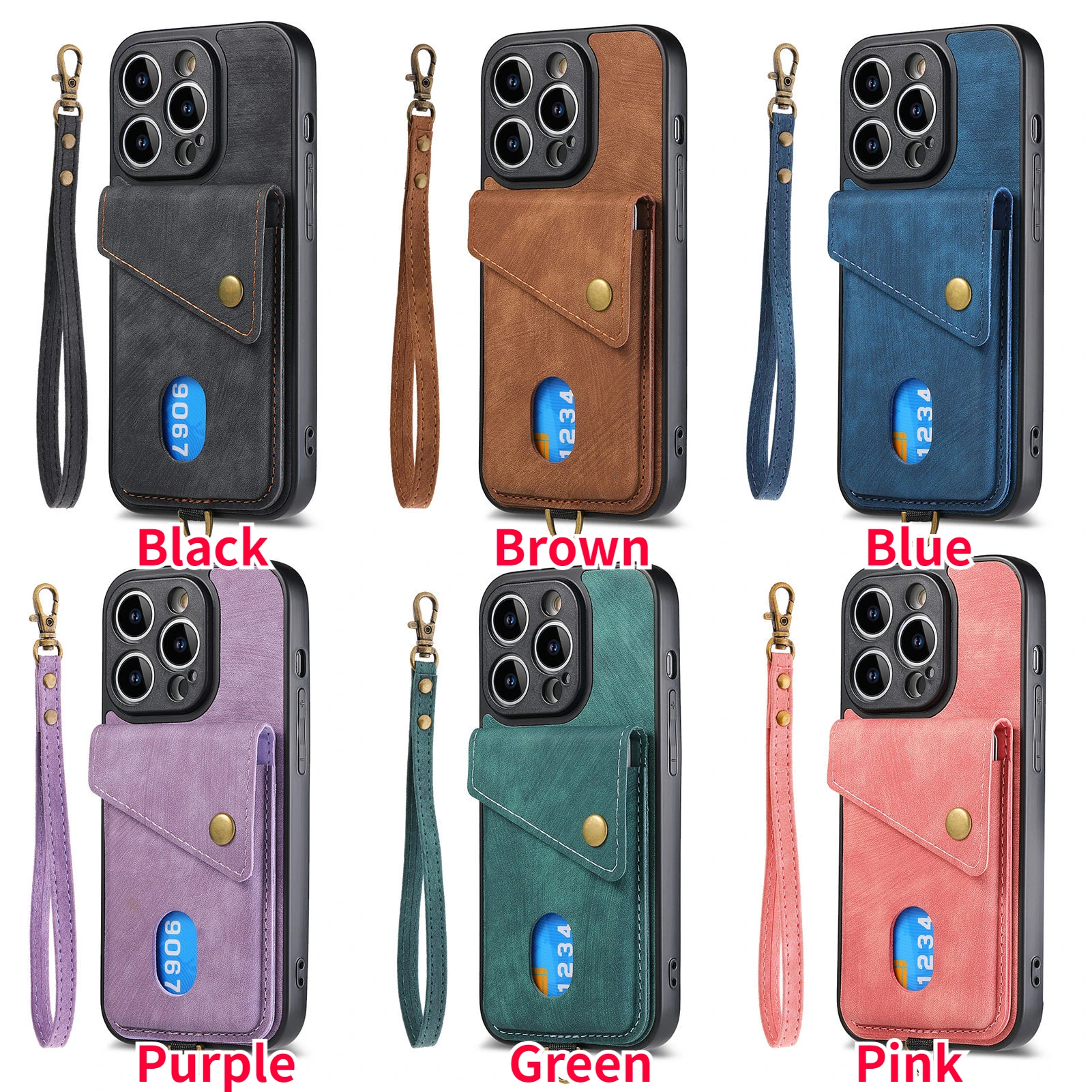 Luxury Leather Cards Wallet Phone Case For Iphone 14 13 12 11 Pro Xs Max Xr  X 8 7 6 6s Plus Se - Temu