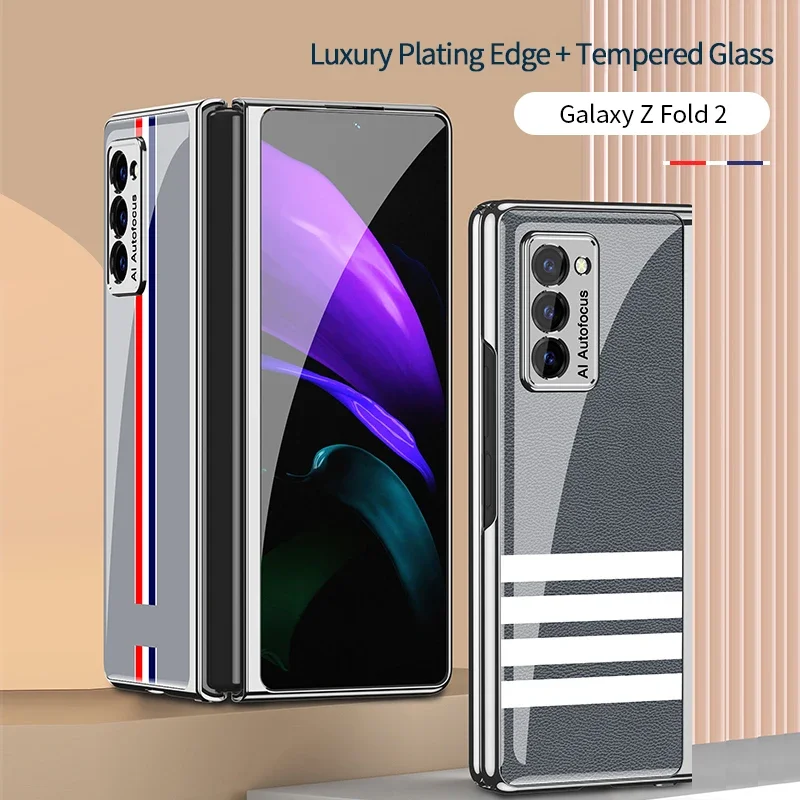 

GKK роскошный стеклянный чехол-книжка с узором для Samsung Galaxy Z Fold 2, противоударный Твердый чехол с полной защитой для Samsung Z Fold 2