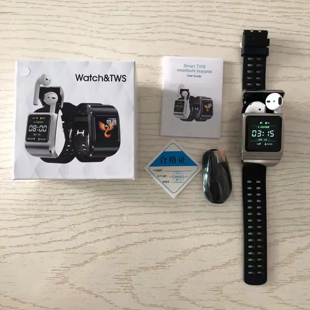 G36 New Smart Watch TWS Bluetooth Headset 2 In 1 Full Touch Screen 1.3 Inch Waterproof Sports Fitness Men Wristband Heart Rate