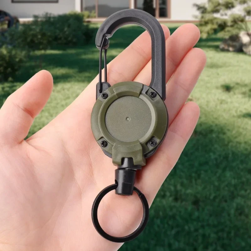 Heavy Duty Retractable Pull Reel Carabiner Key Chains Strong Steel Wire  Rope Buckle Spring Key Ring Outdoor Sporty Keychain Tool