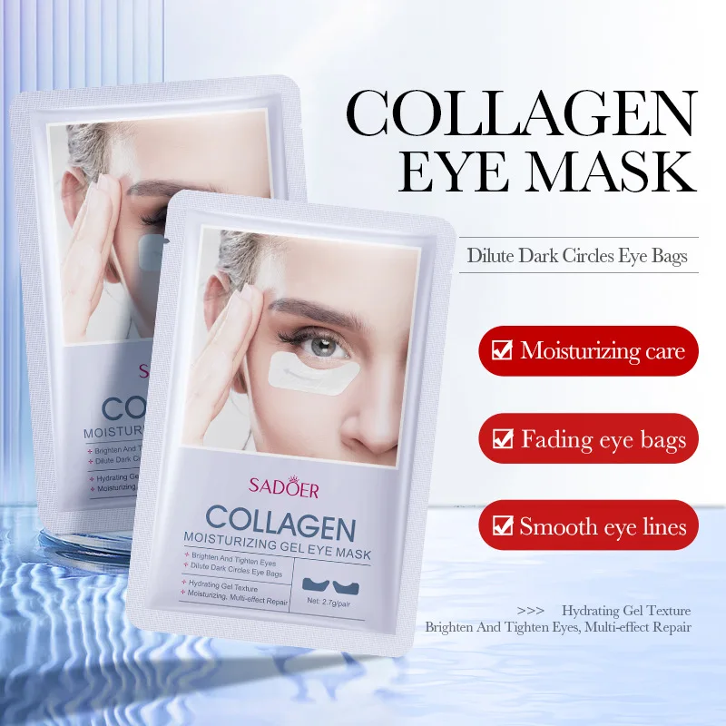 10pcs SADOER Hyaluronic Acid Collagen Face Mask For Forehead Eyes Cheek Moisturizing Firming Hydrating Facial Patches Skin Care