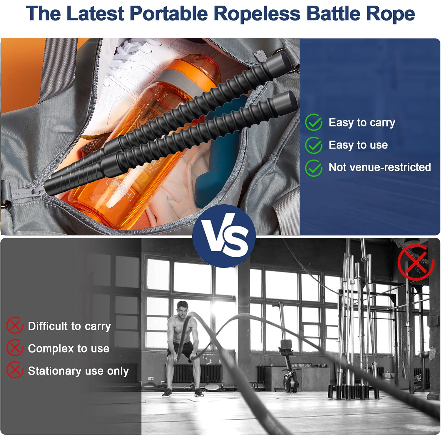 2PCS/Set Fitness Throwing Rope Physical Spring Elastic Crude Training Battle Rope Exercise Gym Equipment Strength Training