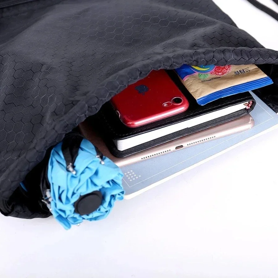 Outdoor Sports Drawstring Pocket Simple Backpack Men's and Women's Fitness Backpack Lightweight Basketball Bag Oxford Zipper Bag 5
