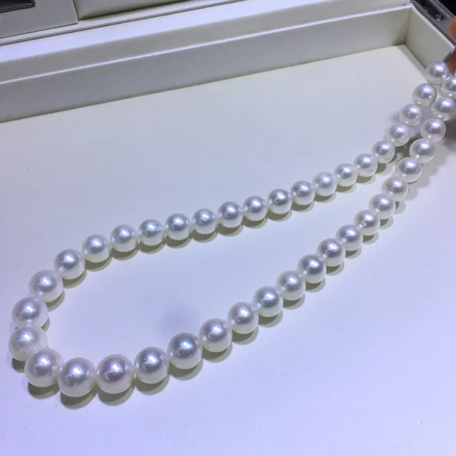 Raro! Collana Di Perle Del Mare Del Sud Akoya Grigie AAA 9-10 Mm - Foto 7