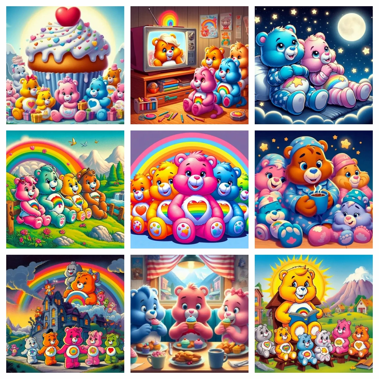 2024 New Cartoon Bear Round Diamond Painting Kits Cute Animal Kawaii Teddy Bear DIY Drills Mosaic Embroidery Cross-stitch Gift