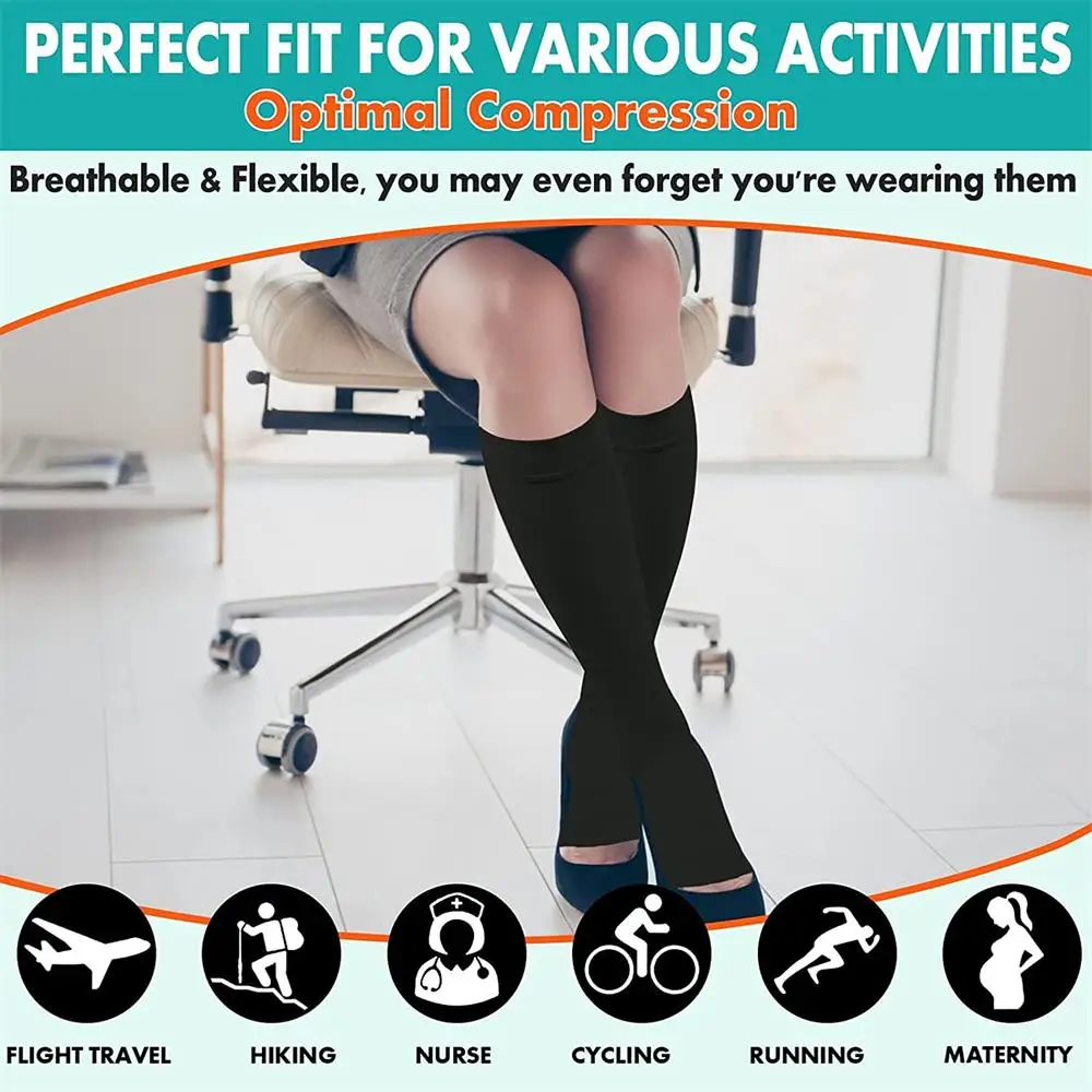 Compression Socks 1Pair S-7XL Marathon Running Sports Socks Men Women 30Mmhg Knee High for Edema Diabetes Varicose Veins