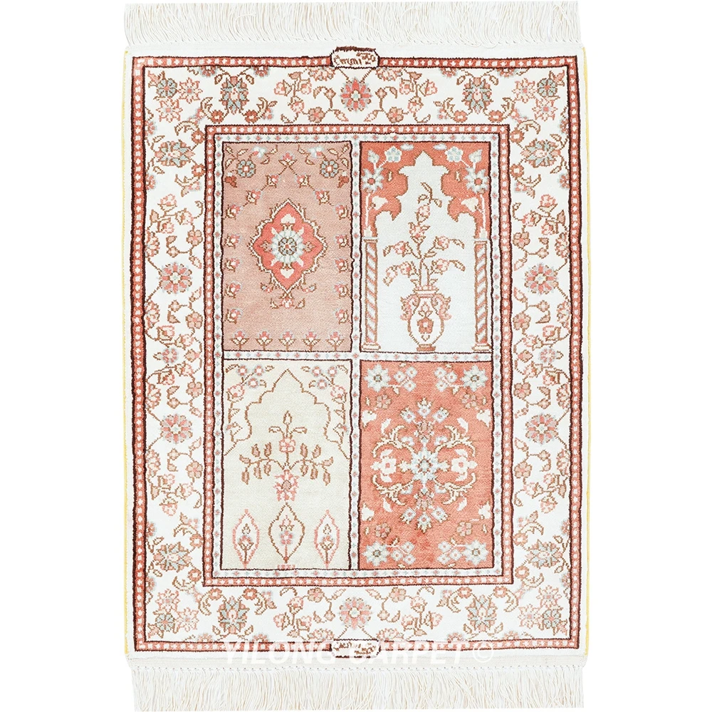 46x61cm 정원 실크 태피스 트리 작은 손 매듭 지역 깔개 (HF064B)