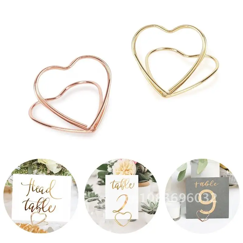 

15pcs Metal Heart Shape Place Card Holer Photo Clips Rustic Wedding Party Table Number Name Stand Decoration Home Sign