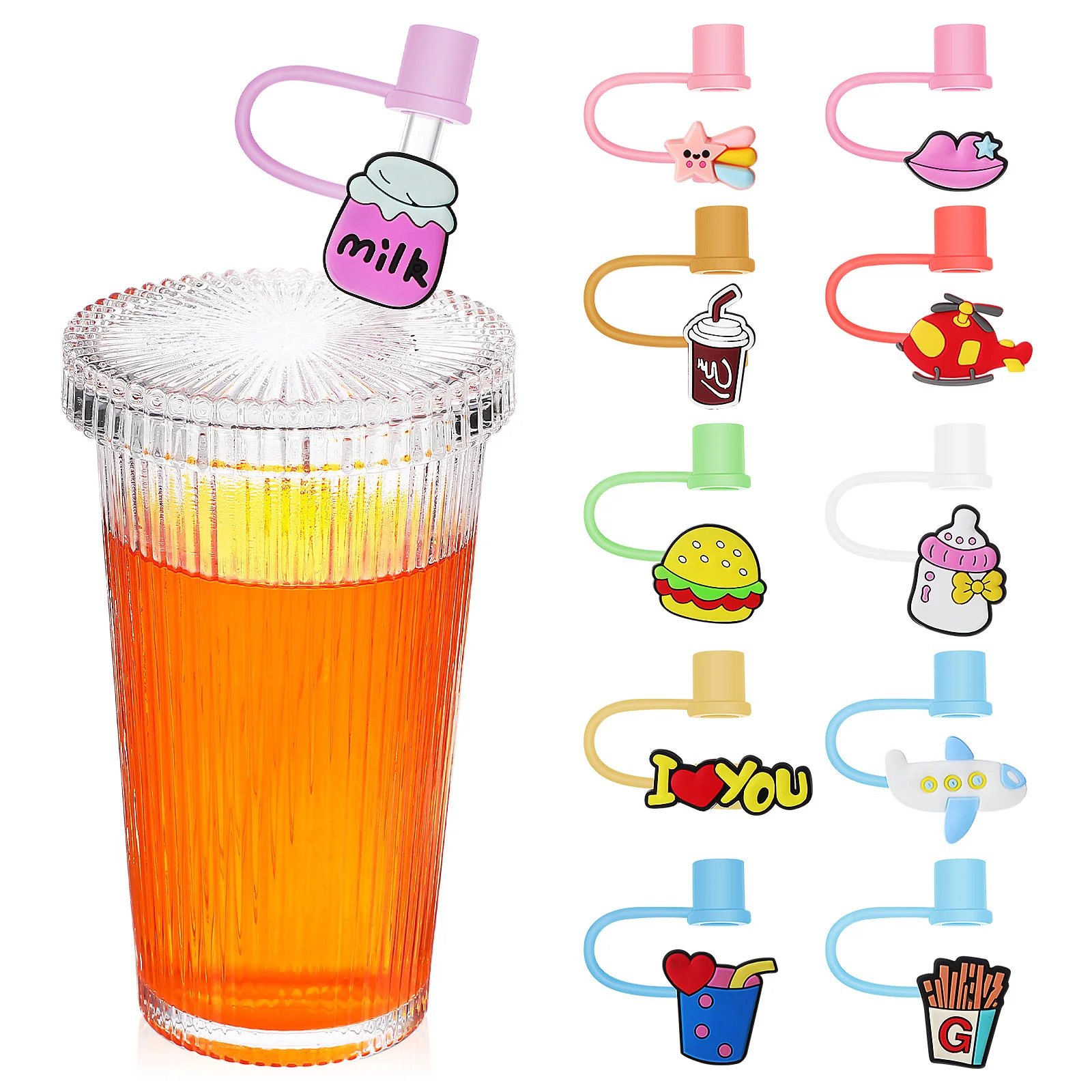 

Straw Covers Silicone Straw Tip Covers Standard Mouth Straw Lid Straw Stoppers (Not includes straws or cup)
