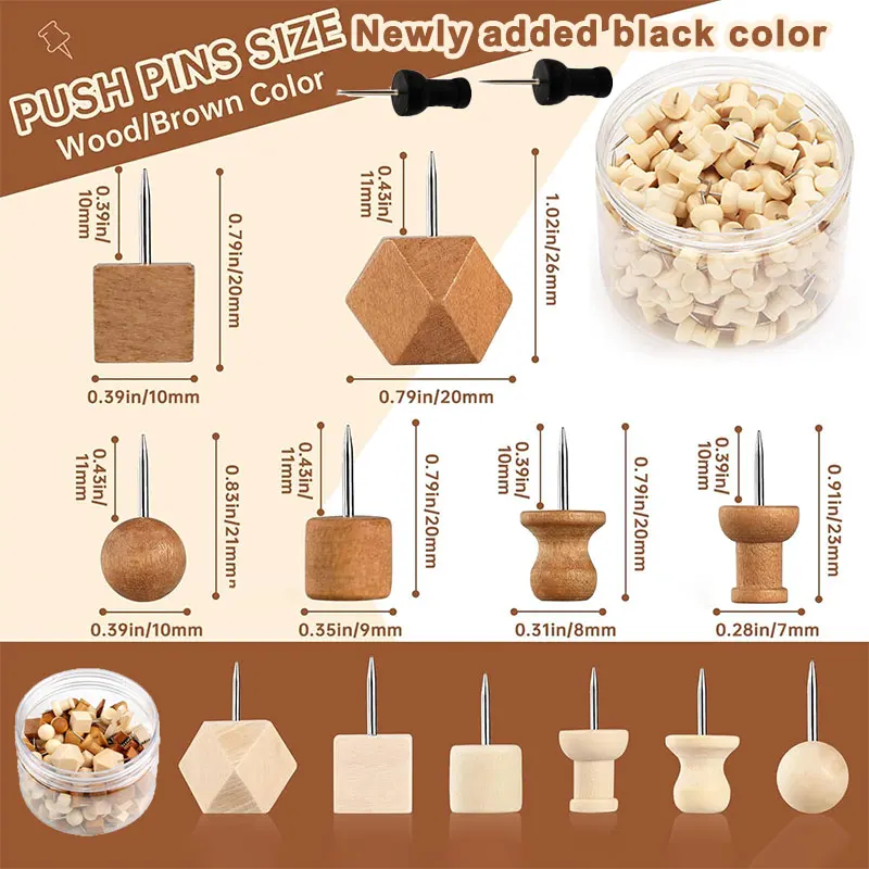 50/100Pcs 상자와 나무 푸시 핀 나무 엄지 압정 장식 코르크 보드에 대 한 표준 핀 철강 포인트지도 사진 홈 오피스 공예