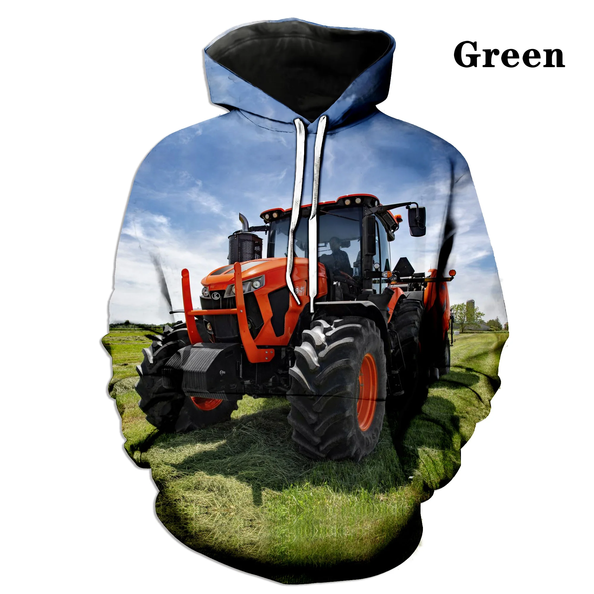 thumbnail image 1 of Sudadera con capucha de moda, chaqueta informal, sudadera con capucha de invierno, sudadera con capucha con estampado 3D de tractor y coche, 1 of 5