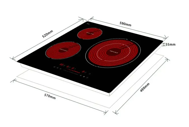 Vitro Ceramic Glass Hob Cooking Appliance 3 Burner Built In Electric Ceramic Cooktop With Three Cooking Zones CE Approval 3