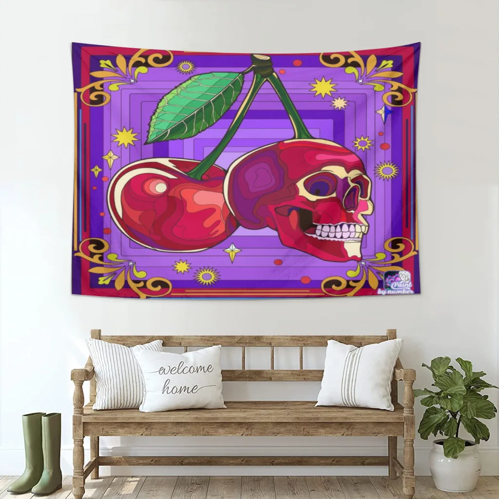 

Colorful Sugar Skull Art Tapestry Aesthetic Room Décor Wall Décor Hogar Decorating Items Tapestries