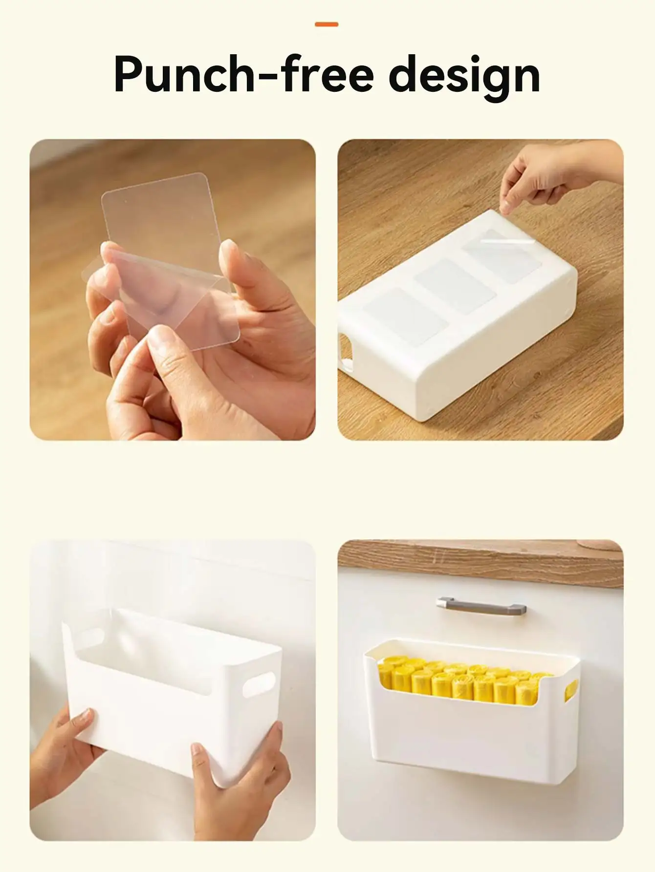 WORTHBUY Multifunctional Plastic Storage Rack Holder Punch Free Wall-Mounte Storage Organization Kitchen Cabinet Storage Box 6