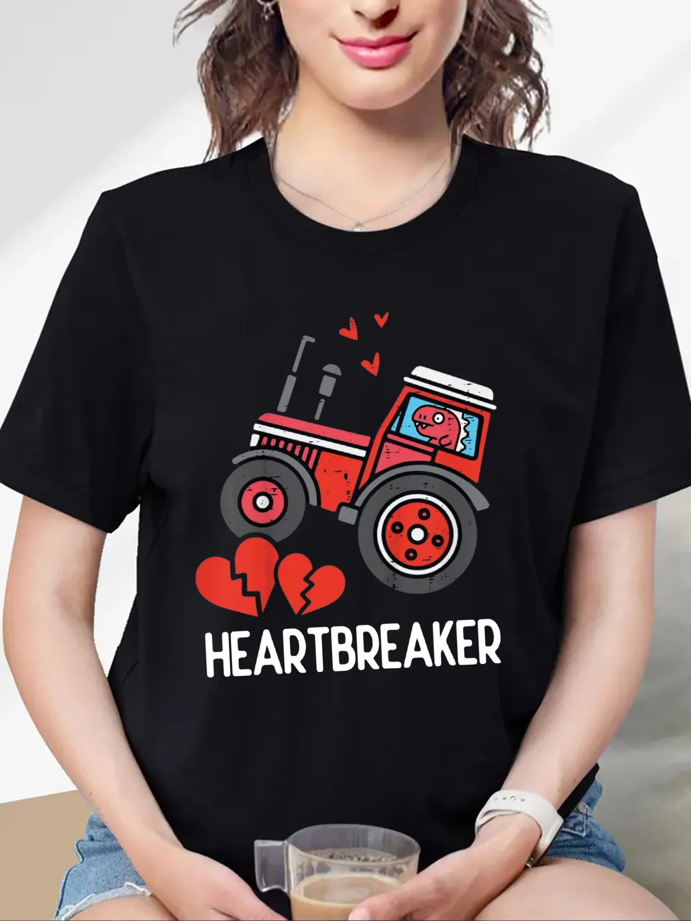 

2024 Valentine's Day Exclusive Gift Creative Print Tee Top Fashion T-Shirt
