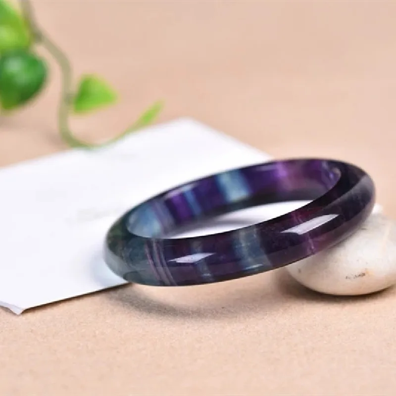 Newest Natural Original Ecological Pattern Fluorite Bangle Handcarve Crystal Bracelet Real Fashion Handring Fine Jewellery