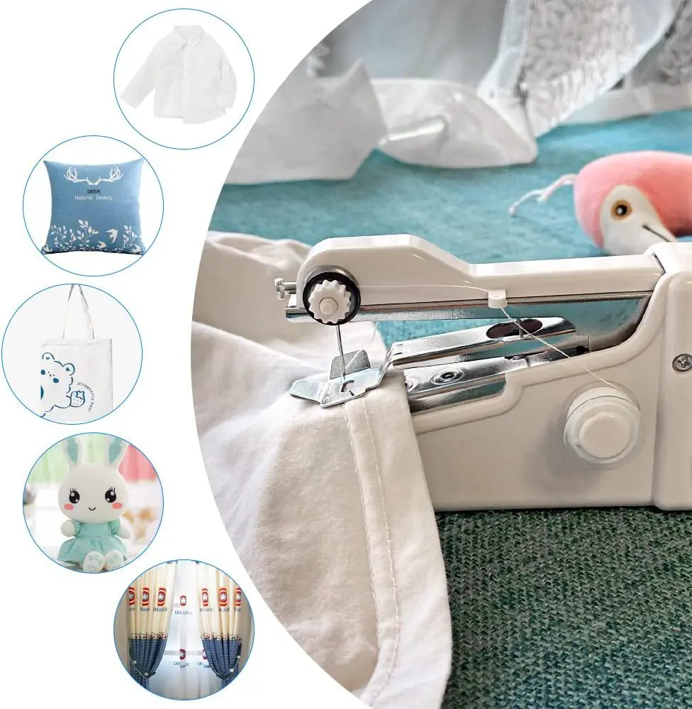 Portable Handheld Sewing Machine Mini Stitch Sew Needlework Cordless Clothes Fabrics Electric Sewing Machine 4