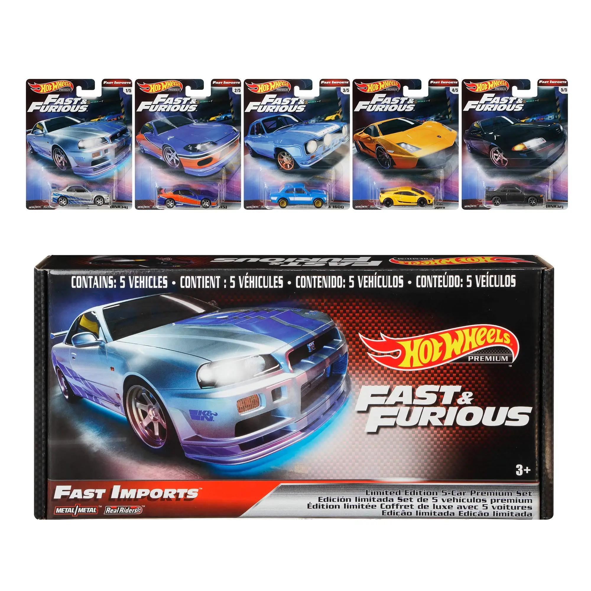 

Hot wheels Cars Fast and Furious Nissan Skyline GT-R BNR34/BNR32/Nissan Silvia S15/LAMBORGHINI 1/64 Die-cast Car Toys GBW75
