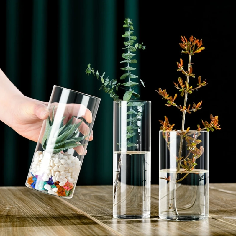 Modern Clear Glass Flower Vase Glass Cylinders Vase Florals Container Flower Vase Elegant Table Centerpieces Decorations 3