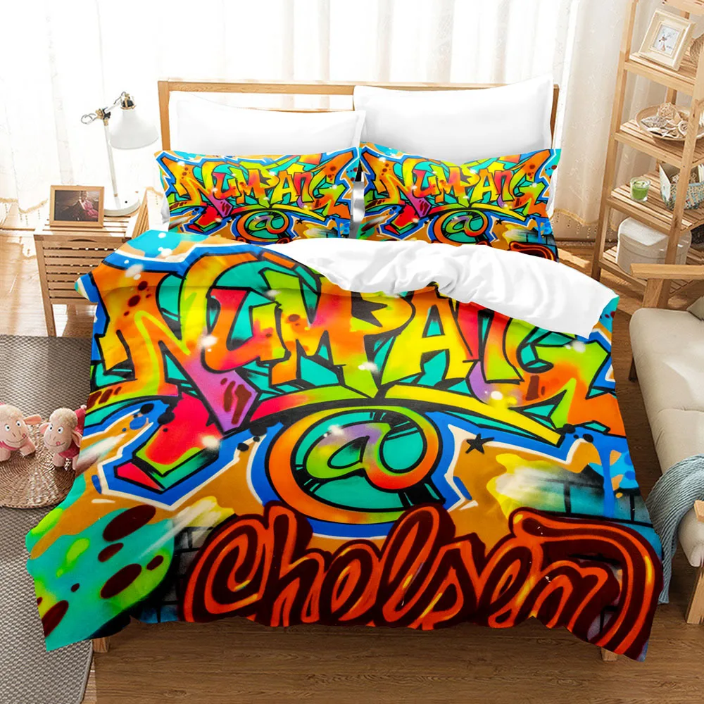 

3D Street Artisc Pattern Duvet Cover Kids Children Bedroom Quilt Covers Bedding Set With Pillowcase Home Decor Street Graffiti