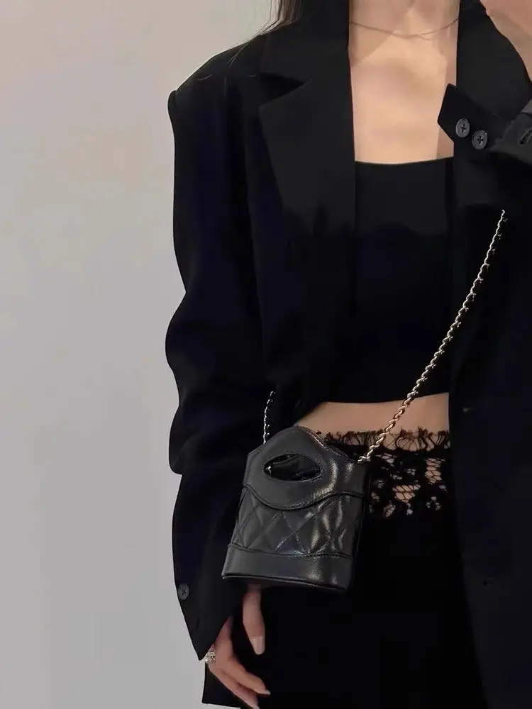 2024 New Diamond Lattice Chain Pu Leather Small Bag Handbag Crossbody Bags Women Commute Shoulder Bag