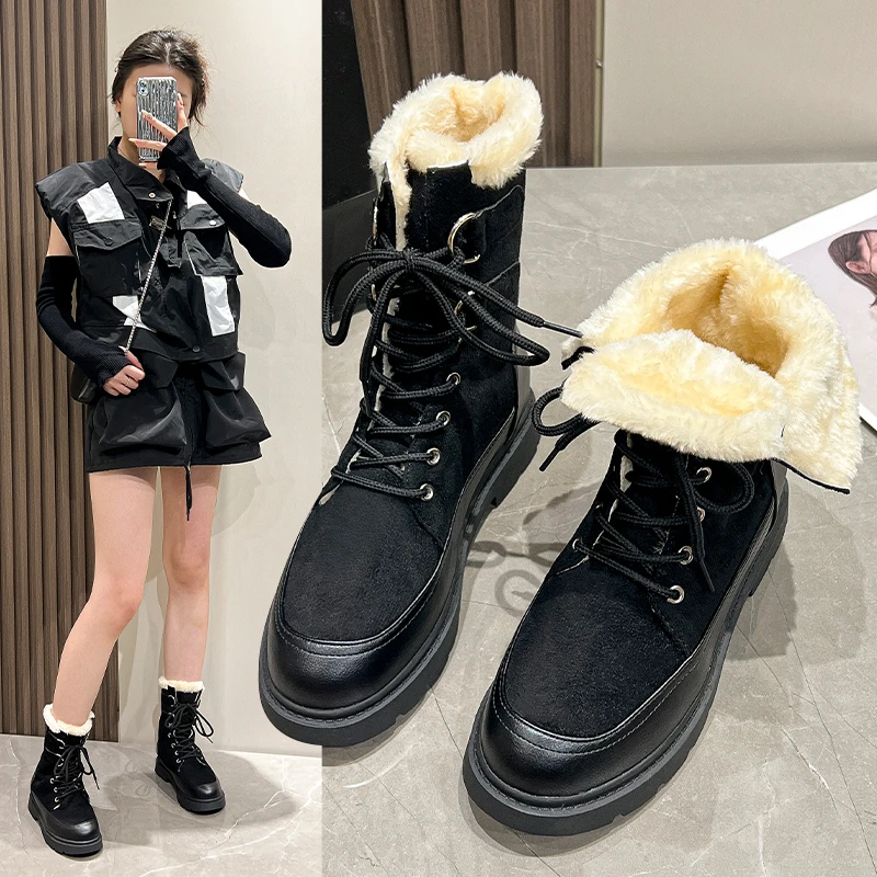 Suede Women's Boots 2023 New Winter Cold-proof and Warm Modern Boots Outdoor Casual Sports Plush Short Boots Zapatos De Mujer