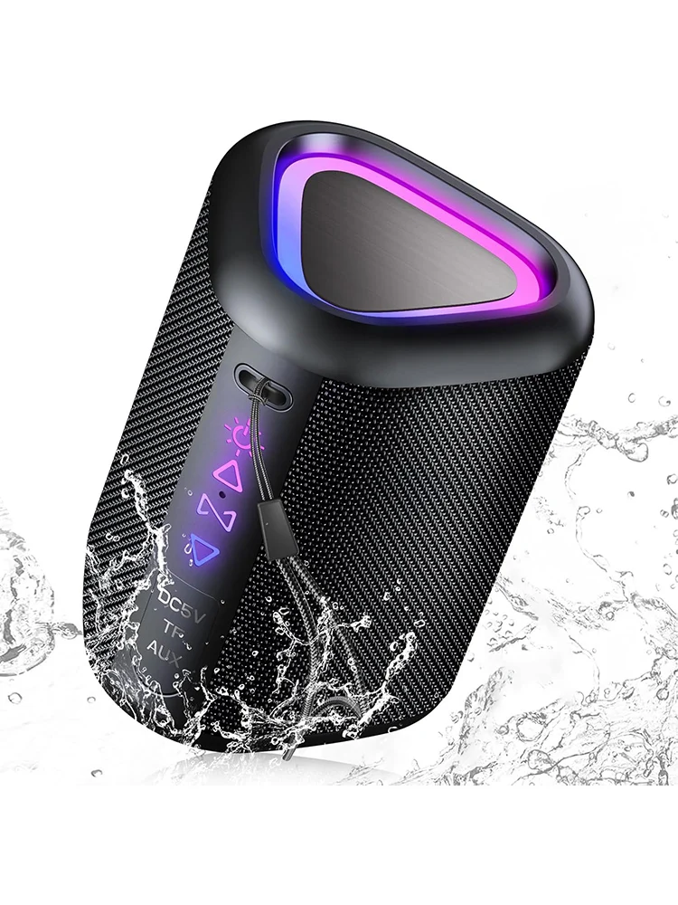 Bluetooth Speaker, 2026 Portable Wireless Speakers with Led Light, Bluetooth 5.4, 24H Playtime, Enhanced Bass, IPX7 Waterproof