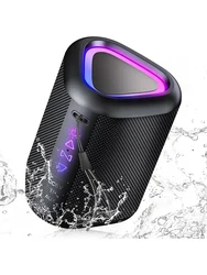 Portable LED Bluetooth Speaker - Wireless with 24H Playtime, Enhanced Bass, and IPX7 Waterproof (Black)