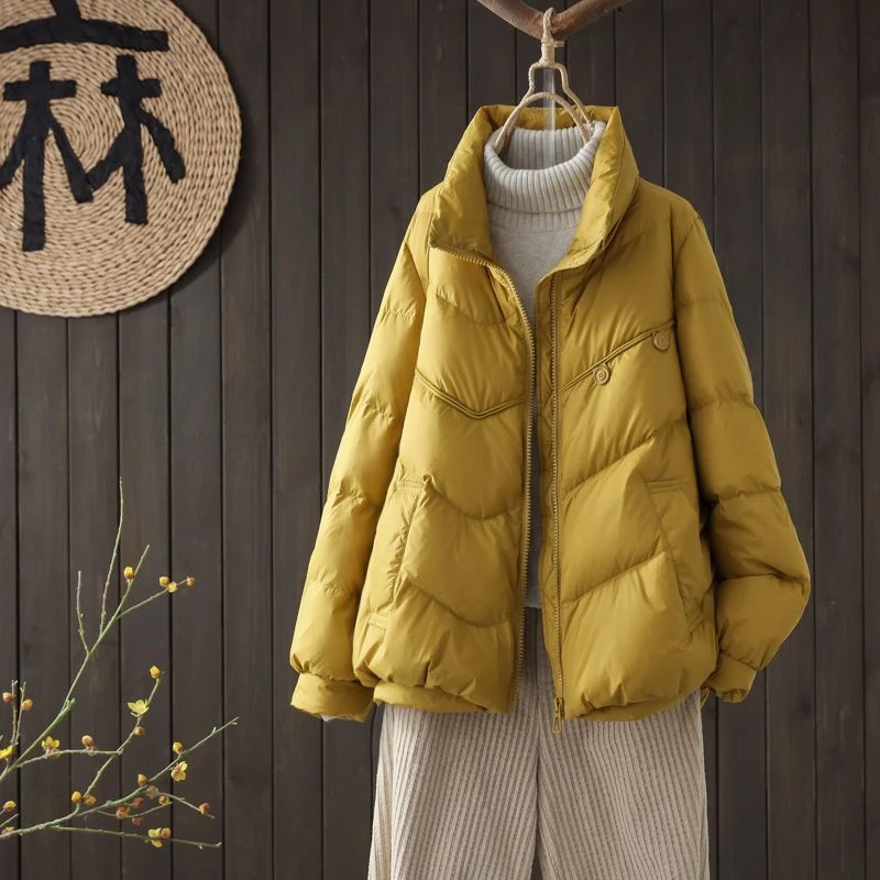 Women's Winter Parka 2025 Korean Version Loose Fitting Fashion Down Cotton Jacket Ladies Coat Stand-up Collar Warm Female Jacket