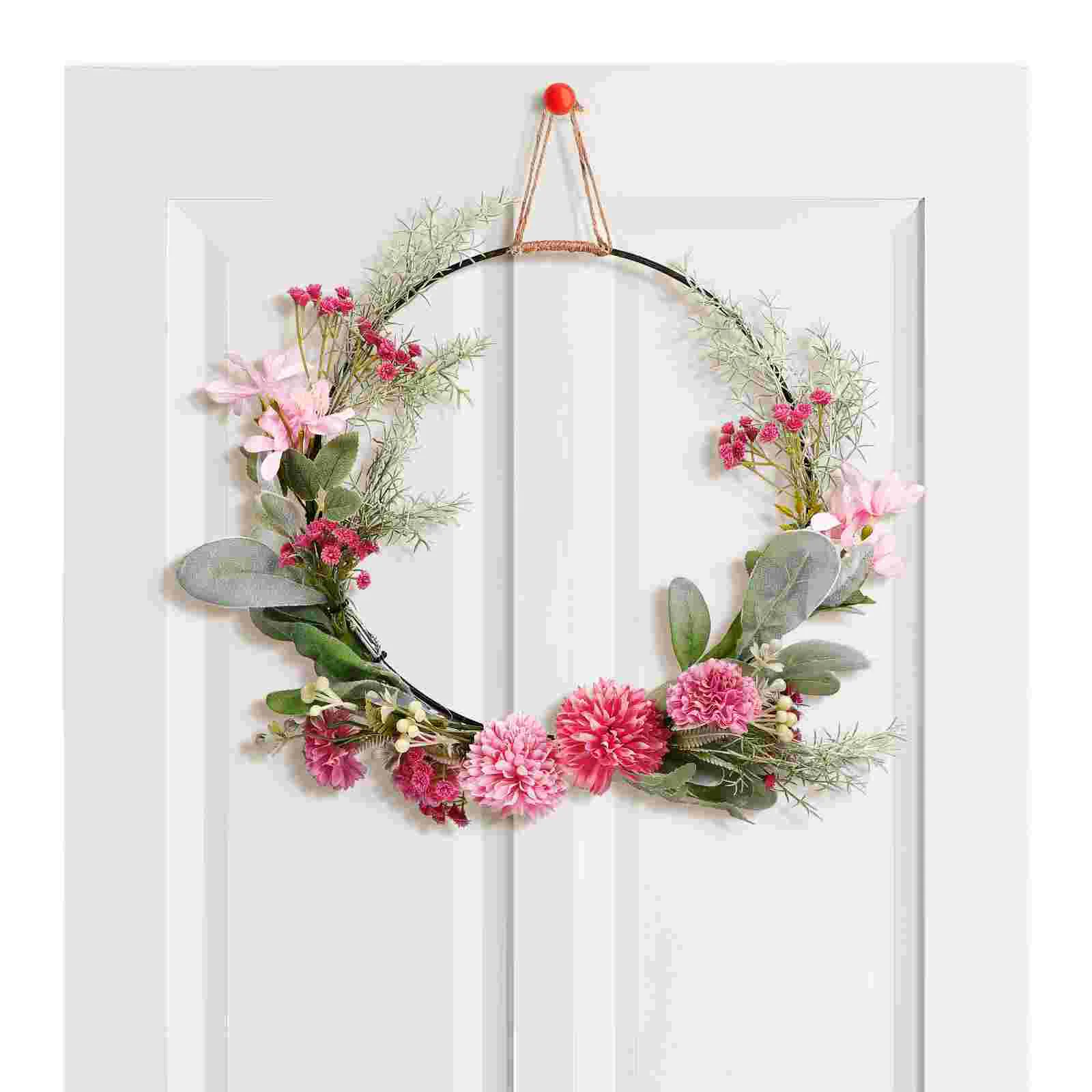 

Artificial Flower Wreath Delicate Hanging Simulation Flowers Leaves Circle Garland Decoration for Wall Front Door Wedding Party