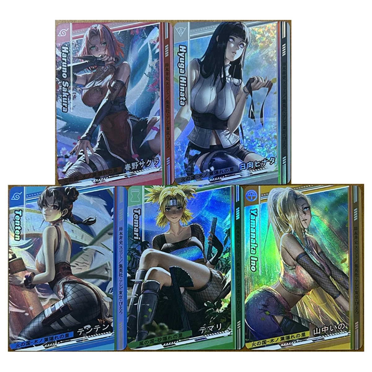 5Pcs/set Diy Naruto Haruno Sakura Hyuga Hinata Flash Card Classic Game Anime Collection Cards Gift Toy