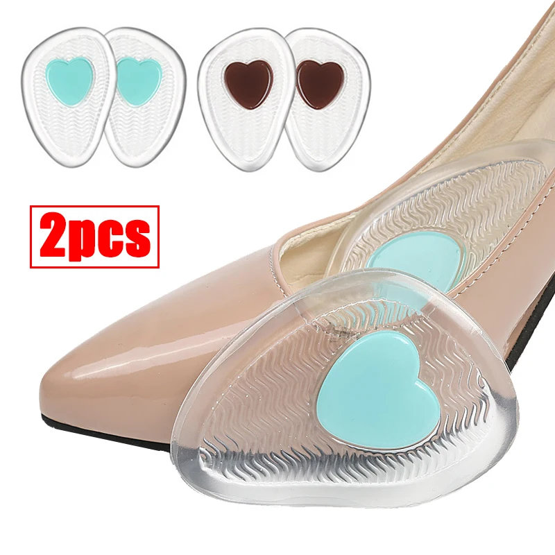 

1Pair Gel Forefoot Silicone Shoe Pad Insoles High Heel Elastic Cushion Silicone Orthotic Arch Support Pads Anti-Slip Insole