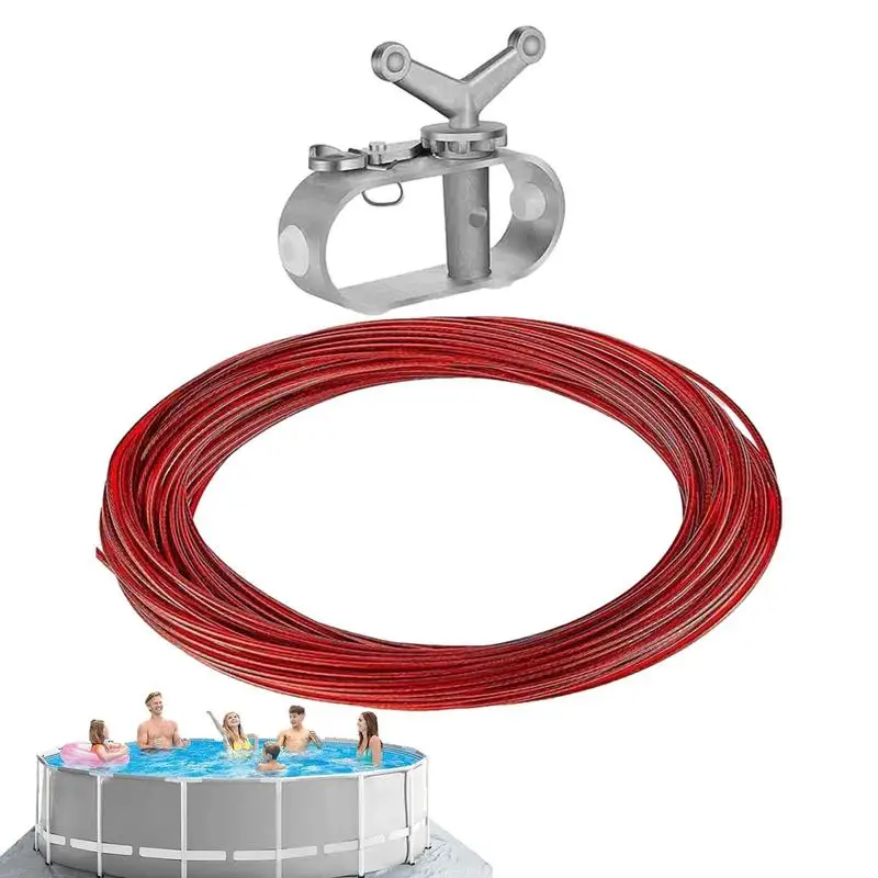Professional Swimming Pool Cover Cable Winch Kit 100ft 130ft 150ft For Above Ground Swimming Pool Cover Wire Fastener